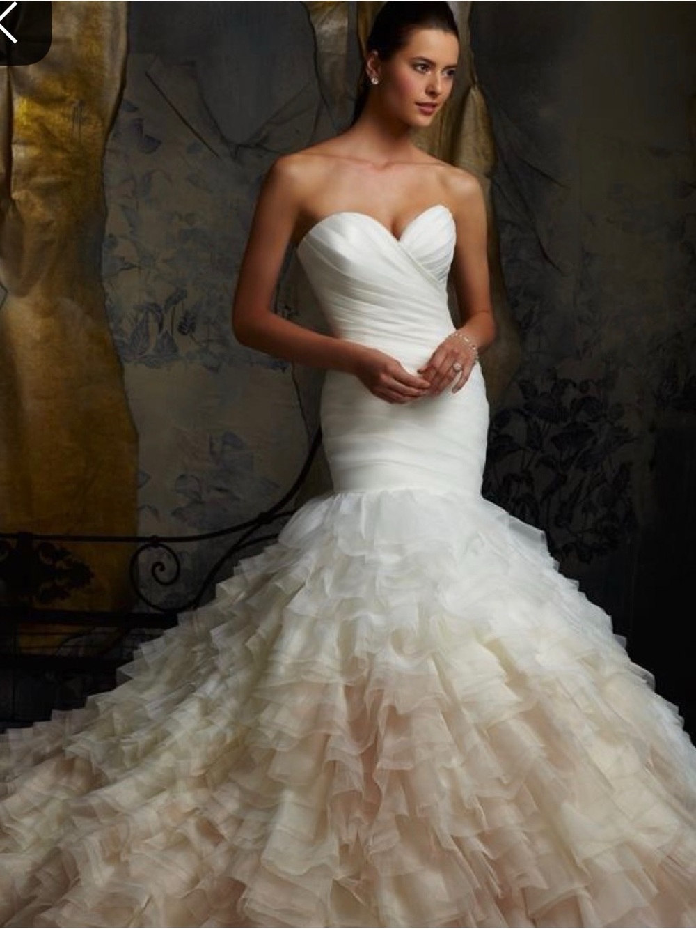 Morilee White Strapless Ruffled Bridal Dress